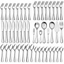68-Piece Silverware Set with Serving Utensils, Heavy Duty Stainless Steel Flatware Set for 12, Food-Grade Tableware Cutlery Set, Utensil Sets for Home Restaurant, Mirror Finish, Dishwasher Safe