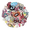 J.CARP 70Pcs Random Assorted Embroidered Iron on Patches, Cute Sewing Applique for Jackets, Hats, Backpacks, Jeans, DIY Accessories