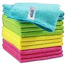 HOMEXCEL Microfiber Cleaning Cloth,12 Pack Cleaning Rag,Cleaning Towels with 4 Color Assorted,11.5"X11.5"(Green/Blue/Yellow/Pink)