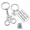 Cycling Gift Bicycle Inspirational Keychain Bike Motorcycle Gift It's Not The Destination Bicycle Encourage Key chain ring Jewelry Gift Cyclist Gift Bike Riding Gift for New Driver Biker（2 pack）
