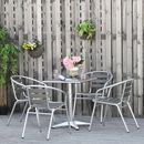 Latitude Run® Garden Bistro Set Patio Dining Table Set Square Table & Armchairs For Outdoor Indoor Balcony Aluminium Frame in Gray | Wayfair