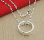 925 Sterling Silver Round Circle Pendant Chain Necklace For Women Wedding Gift