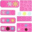 7Pcs Snowflake Silicone Molds, Christmas Snowflake Fondant Molds, 3D Snowflake Winter Frozen Party Cupcake Topper Decorating Baking Tools, DIY Chocolate Candy Mold Gum Paste Polymer Clay Resin Mold