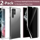 Privacy Hydrogel Screen Protector Shockproof Case for Samsung S22 Ultra Plus S21