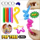 New 6cs Fidget Pop Tube Toys for Kids and Adults, Pipe Sensory Tools Relief AU