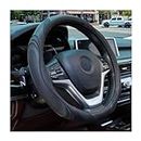 XINLIYA 15 Inch Car Leather Steering Wheel Cover, Automotive Accessories Elastic Breathable Anti-Slip Soft Wheel Protector Fits Men and Women, Suitable for SUVs, Trucks, Vehicles and RVs（Black）