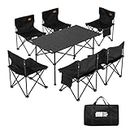 Camping Folding Chair and Table Set,Portable Picnic Table with Seats for More People Collapsible Camping Compact Table with Carrying Storage Bag for Outdoor Travel, Garden Party, BBQ, Picnic