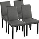 Yaheetech Dining Chair Set of 4 kitchen Chairs Fabirc Upholstered Chair Set with Solid Wood Legs for Dining Living Room Restaurants Chair Modern Gray