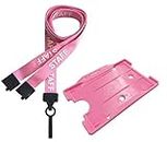 PCL Media ltd® Pink Staff Lanyards with Safety Breakaway Clip Staff Lanyard with Card Holder & Matching Colour ID Card Holder