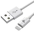 RAMPOW Cable iPhone 2M Long, Chargeur iPhone [Certifié MFi C89] Cable iPhone USB, Câble Lightning apple Charge Rapide, pour iPhone 14/14 Pro/13/13 Pro/12/11/X/XS/XR/8/7/6, iPad, Airpods-2M/Blanc