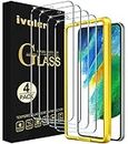 ivoler 4 Stück Schutz Glas für Samsung Galaxy S21 FE 5G / 4G (Nicht für Samsung Galaxy S21), Schutzfolie Mit Positionierhilfe, 9H Härte, Anti-Kratz, HD Klar, Anti-Bläschen