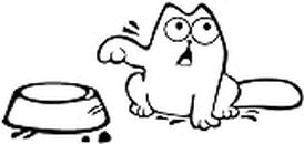AzQuest Simon's Cat Decal Hungry Feed Me! Vinyl Decal Sticker Car Window Bumper Die Cut Bumper Sticker | 8 inches | Black | AZQ 496