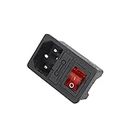 Electronic Spices Pack Of 2 IEC Power Entry Module Male 3 Position, 250VAC, 15 Amp Switch/Fuse Straight (RED)