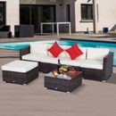 Latitude Run® 6 Piece Rattan Sectional Seating Group w/ Cushions Wicker/Rattan in White | Outdoor Furniture | Wayfair