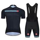SUDUSUDO Men's Cycling Sets Short Sleeve Road Bike Shirt Breathable Kits 20D Padded Bib Shorts Coat, Ls10, Large