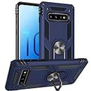 REALCASE TPU Samsung Galaxy S10 Back Cover, Samsung Galaxy S10 Case, Luxury Magnetic Ring Stand Rugged Armor Shockproof Hard Back Cover For Samsung Galaxy S10 (6.1"- 2019) [D Blue]