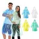 4 Pack Disposable Rain Ponchos, Waterproof Ponchos Adults Rain Poncho Emergency Waterproof Rain Coat Poncho with Drawstring and Hood, Suitable for Festivals, Camping, Hiking and Everyday Commute