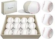 HANKLENSS 12 Pack Standard Size T-Ball Baseballs - Unmarked & Soft Practice Balls for League Play - Durable Synthetic Leather Cover - Rubber Filling - Perfect for Training, Hitting, Batting, Fielding