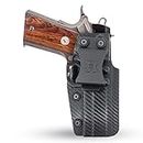 Iwb Kydex Holster Fits 1911 4" Concealed Carry by Houston - Lined Inside for Strong Retention and Protection - Reinforced Plastic Clip - Lightweight (Carbon Fiber)