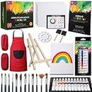 Deluxe Acrylic Paint Set for Kids Age 8-12 - Includes Easel, 35 Art Supplies, Brushes, Canvas, Painting Pad