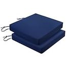2 Set Patio Chair Cushion 55cmx55cm Waterproof Outdoor Seat Cushions for Patio Furniture 3-Year Color Fastness Garden Sofa Couch Chair Pads with Handle and Adjustable Straps (Large Blue)