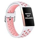 SUIMUMU Silicone Strap Compatible with Fitbit Charge 4 Straps Charge 3/ Charge 3 SE Replacement Sport Strap Smartwatch Breathable Fitness Wristband Belt for Women Men (Large Size,Colour #5)