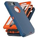 YmhxcY for iPhone 8 Plus Case, iPhone 7 Plus Case with Built in Screen Protector Drop Proof 3-Layer Durable Cover/Shockproof Armor Drop Protection Case for iPhone 7+/8+ 5.5 Blue and Orange