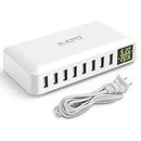 iLepo 8- Port USB Charger Charging Station for Multiple Device with LED Display Desktop Wall Charger For Laptops, Tablets, and Phones