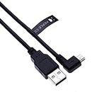 Right Angle 90 Degree Mini USB Cable Cord Compatible with Garmin Nuvi 1490TV, 1490LMT, 2585TV, 2589LM, 2597LM, 2597LMT Sat nav GPS Navigation Satellite System in Car Charging Lead (1m/3ft Black)