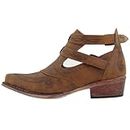ROPER Womens Willa Embroidery Snip Toe Casual Boots Ankle Low Heel 1-2" - Brown - Size 8 B