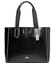 Coach DERBY TOTE IN PEBBLE LEATHER (SV/Black), Sv/Black, Large