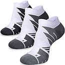 Hylaea Ankle Running Socks for Women & Men, Anti-Blister Wicking Athletic Socks, Coolmax Padded, Seamless Anti-odor (3 Pairs White, Large)