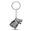 OK-STORE Dire Wolf Logo Sigil Keychain Direwolf Mark Key Chain Winter Is Coming Zinc Alloy Key Ring Family Tag House Badge Totem for Collectors and Fans