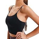 Gecdgzs Sports Bras for Women Longline Padded Crop Tops Running Fitness Yoga Workout Tank Top with Built in Bra Cami Bra Tops(Black,S)