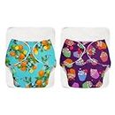 SuperBottoms BASIC EASY - Pack of 2 | 2 Cloth diaper+2 inserts- Freesize Adjustable, Washable and Reusable Cloth Diaper for babies 0-3 Years | - Assorted 2