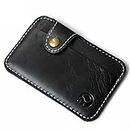 Retro leather credit business card purse convenient man women smart money bag business card holder cash package card box (Color : Black)