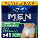 TENA Men Pants Plus Medium (M) – Culottes d'incontinence pour homme (1 carton = 4 x 12 = 48 pièces)