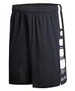 Hurriman Mens Basketball Shorts with Pockets, Elite Stripe 9 inch Inseam Athletic Gym Short Basketball Shorts for Men, Boys and Youth Kids Black/White