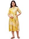 SUUT Clothing Maternity Fit & Flare Midi Dress - Stylish Tie & Dye Print, Concealed Zip, Easy Feeding, Pockets - Premium Rayon Fabric - Sunflower