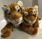 NEW FAO Schwarz 28” Soft Plush Bengal Tiger & 17” Cub Orange & Black Toys R Us