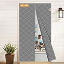 Yotache Magnetic Thermal Insulated Door Curtain Fits Door Size 36 x 80 inch, Door Curtain Size 38" x 82" Weatherproof Oxford Material Door Screen Covers Keep Cold Drafts Out, Gray
