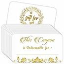 PARTH iMPEX 50 Coupon Cards - Gold Foil Stamping 3.5"x2" Blank Gift Certificates Redeem Vouchers