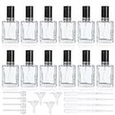 YU FENG 12pcs Clear Refillable Perfume Bottle 15ml Portable Square Empty Glass Perfume Atomizer Bottle For Travel