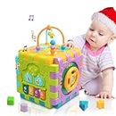 Toys for 1 Year Old Boys Girls 6in1 Musical Activity Cube Shape Sorting Montessori Toys Baby Toys 12-18 Months Christmas 1st Birthday Gifts for 1 2 Years Old Boy Girls Kids