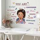 OOTSR Ragazza Nera Inspirational Citazione Adesivi Murali, Positivo Decorazione Donna Camera da Letto Arte, Adesivi Farfalla Inspirational per Ragazze Living Room Decor