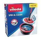 Vileda Spin & Clean Balai laveur, Noir et Rouge, Seau rond et compact