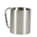 Stainless Steel Portable Classical Mug Travel Camping Hiking Outdoor Sports Water Cups with Carabiner Handle 3.1 * 2.7inch