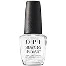 OPI Start to Finish, 3-in-1 Treatment, Base Coat, Top Coat, Nail Strengthener, Vitamin A & E, Vegan Formula, Long Lasting Shine, Up to 7 Days of Wear as Top Coat, Clear, 0.5 fl oz