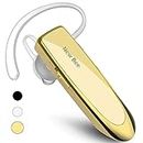 New bee Bluetooth Earpiece V5.0 Wireless Handsfree Headset 24 Hrs Driving Headset 60 Days Standby Time with Noise Cancelling Mic Headsetcase for iPhone Android Samsung Laptop Truck Driver, Gold