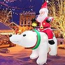 PAGVMIN 6FT Christmas Inflatables Blow Up Decoration,Inflatable Santa Claus Riding a Polar Bear, Self Inflatable Christmas Outdoor Decorations with LED Light for Yard, Garden, Lawn